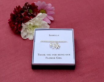 Flower girl necklace, flower girl jewelry, flower girl charm necklace, flower girl jewellery, flower necklace, wedding jewelry, flower girls