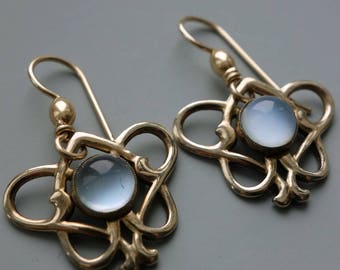 Art Nouveau Moonstone Vermeil Earrings