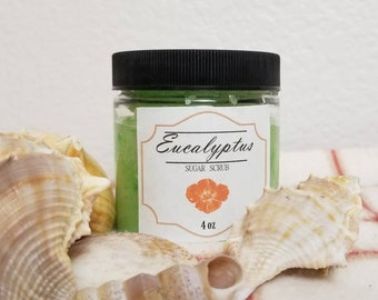 Eucalyptus Sugar Scrub- sugar scrub, exfoliating scrub, body exfoliation, gift for her, gift for moms, body scrub, gift for him