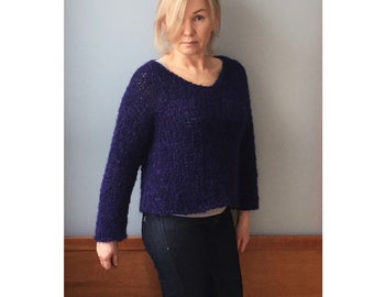 Women's crop sweater-Alpaca sweater-Hand knit sweater-Oversized sweater- Knit sweater-Crop top-Winter crop top-Cropped sweater-Short sweater
