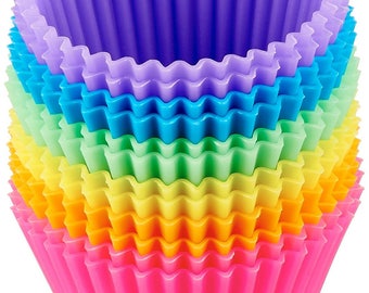 Silicone Heart Round Cup Cake Muffin Case x6 Jelly Baking Decorating UK SELLER