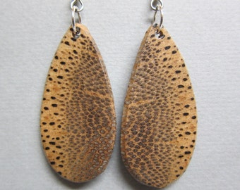 Unique Black Palm Exotic Wood Earrings repurposed ecofriendly Handcrafted ExoticWoodJewelryAnd