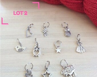 Set of 10 stitch markers for knitting - set no. 2