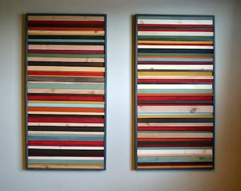 Reclaimed Wood Wall Art - Wood Sculpture - 24x48 Set