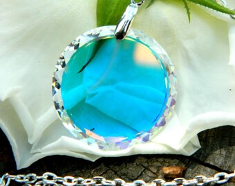 Celestial jewelry womens gift for Her Glass Pendant Necklace Clothing gift for Best friends Iridescent Womens jewelry for mom Fairytale gift
