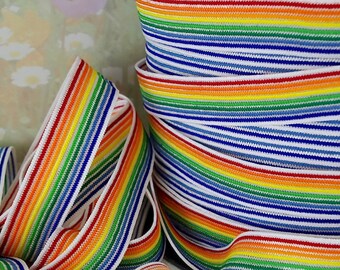 3yds Elastic Ribbon Trim Rainbow Red White Blue Orange Yellow Green diy Hair Elastic Headband Lingerie Trim Waistband Elastic by the yard