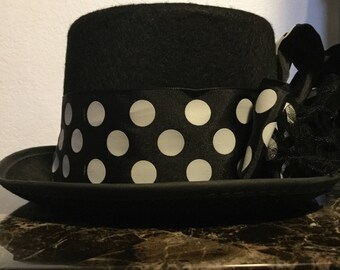 Black and White Polka Dot Top Hat