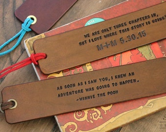 3rd Anniversary Leather Bookmark Leather Note Custom Personalized Hand Stamped