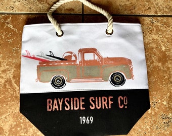 Vintage truck beach bag-you pick the colors