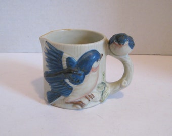 Free Shipping Decorative Porcelain Blue Bird Creamer Small Pitcher