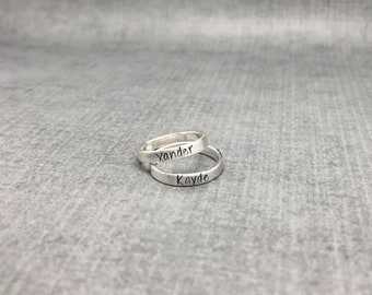 Personalized stackable name rings, sterling silver stacking rings, Personalized Mothers ring, custom name ring, gift for mom, gift for her