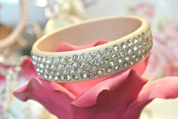 Art Deco Celluloid Rhinestone Bangle