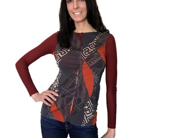 Tailored Mesh Tulle Top-Abstract Print