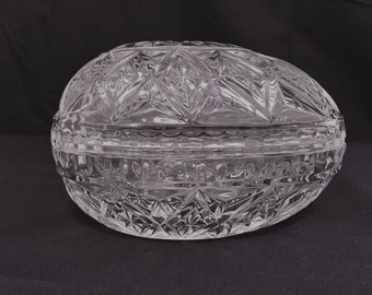 Vintage Cut Glass Egg Dish, Cut Glass Egg, Candy Dish, Ring Holder, Soap Dish, Jewelry Box
