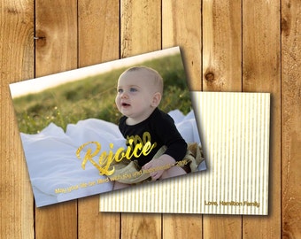 HALF OFF SALE! Christian Rejoice Christmas Photo Card Template (Printable)