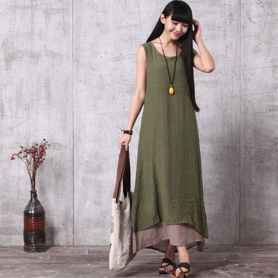 Items similar to Loose Fitting Long Maxi Dress - Summer Dress in Green ...