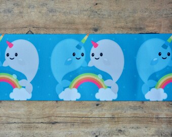 3” Narwhal & Rainbow Ribbon