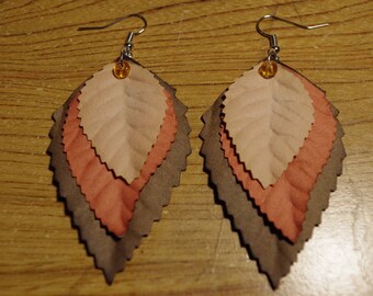 Earrings, Brown leaves, Brown beads