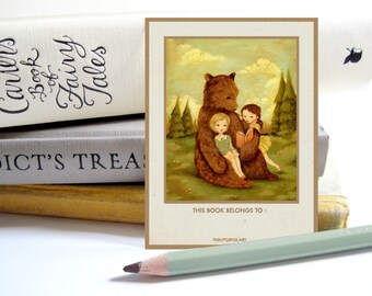 Customized Bookplate - Children's, Personalized Bookplates, Sticker, Label, Teacher, Librarian, Gift, Reader, Reading - The Story Book Bear