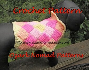Immediate Download - PDF Crochet Pattern for The Harlequin Dog Sweater