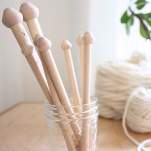 Birch Wood Knitting Needles, hand crafted in Nova Scotia, 15mm, 9mm, 8mm, single pointed