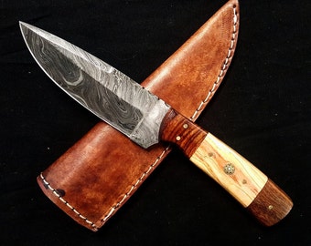 Hand forged knife, Damascus knife, Hand forged Damascus, Hand made hunting knife, Camping knife by Titan Td-87