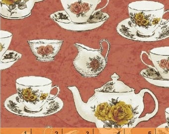 Afternoon Tea - Tea Cups Coral Pink by Whistler Studios from Windham Fabrics