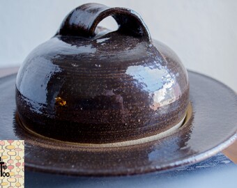 Vintage Studio Pottery Butter Dish Cheese Keeper Signed