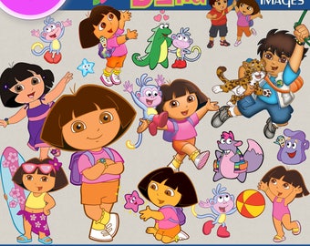 DORA THE EXPLORER clipart png images, Digital Cliparts, Stickers, Decals, Png file, Transparent Backgrounds, digital print, printable images
