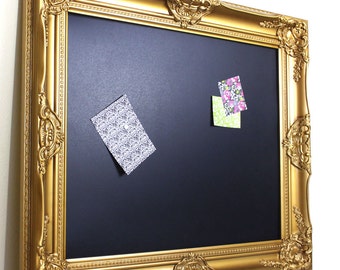 Gold Framed Chalkboard, Magnetic Bulletin Board, Gold Wedding Decor, Kitchen Chalkboard Menu Board, Blackboard 16x20