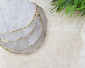 Clear Quartz Crystal Agate Coasters