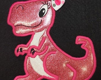 Girl T Rex Dinosaur with Bow - Dino - Applique/Embroidery Design - DIGITAL Embroidery DESIGN