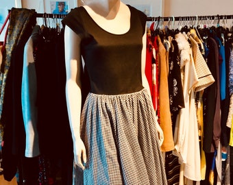 1980s Vintage Black & White Check Dress Size 12