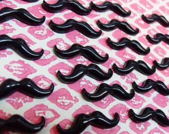 10x 24mm Black Moustache Cabochons