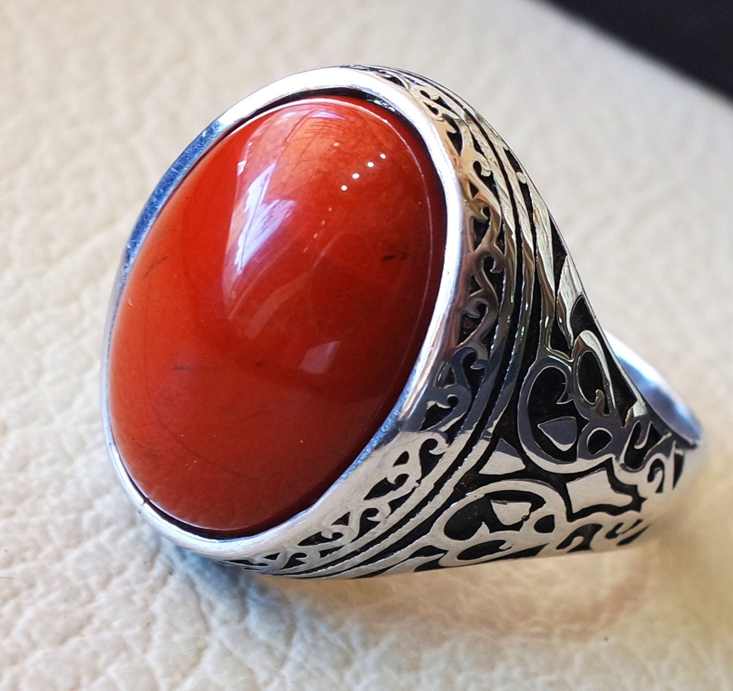 pure red jasper man ring stone natural aqeeq gem sterling