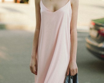 Pink silk slip dress / Bridesmaids gown