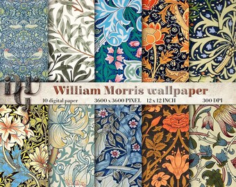 WILLIAM MORRIS Digital Paper DECO Digital Paper Pack Art Nouveau Scrapbooking Paper 1920's Great Gatsby Patterns collage sheet download 120