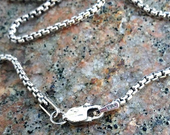 Oxidized Sterling Silver Venetian Box Chain, 16 inches long, 1.7mm diameter, Necklace Chain