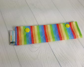Narrow Pastel Rainbow Stripes, Short Needle Cozy DPN Holder, project holder 7"x2"- (Hold up to 6" Needles) NCS0045