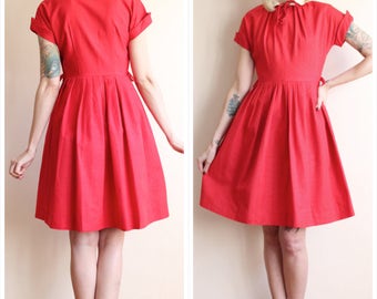 1950s Dress // Christmas Kiss Silk Dress // vintage 50s dress