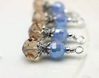 Vintge Style Light Topaz Rondelle Crystal with Baby Blue AB Round Crystals Bead Earring Dangle Charm Drop Set Pendant