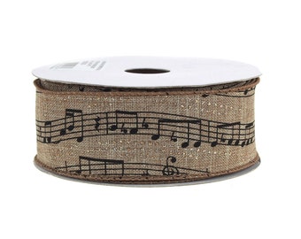 Musical Notes with Glitter Canvas Ribbon, 1-1/2-Inch, 10 Yards - DISCONTINUED