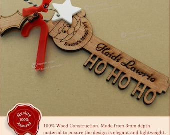 Santa Key. Stunning Personalised Wooden Engraved 'Santa's Magic Key' Christmas Eve Gift