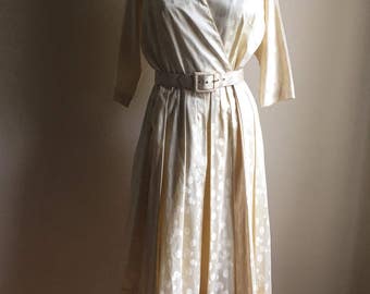 ELVintage Wedding 40s Pat Premo California Cream Cotton Dress • Stunning Party Wedding Dress