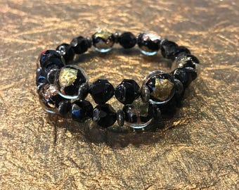 Black and Gold Foil Wrap Bracelet
