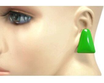 vintage neon green enamel post earrings