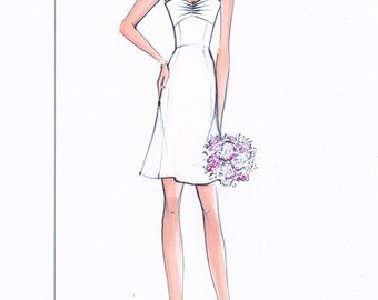 Custom Wedding Gown Illustration FRONTAL