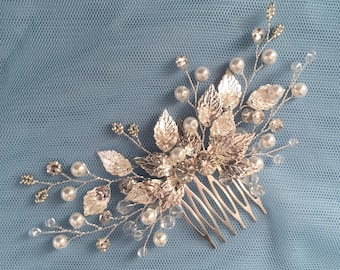 Wedding hair comb Vintage hair comb Bridal hair comb Bridal hair piece Wedding headpiece Silver leaf hair comb Gold leaf hair comb Leaf comb