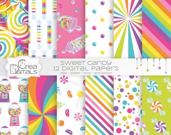 Sweet candy shop - 12 pink digital papers - INSTANT DOWNLOAD