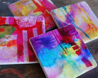 Color Splash - stone coaster set